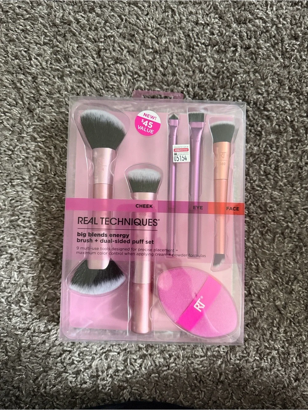 Real Techniques Big Blends Energy Brush * Dual sided puff set